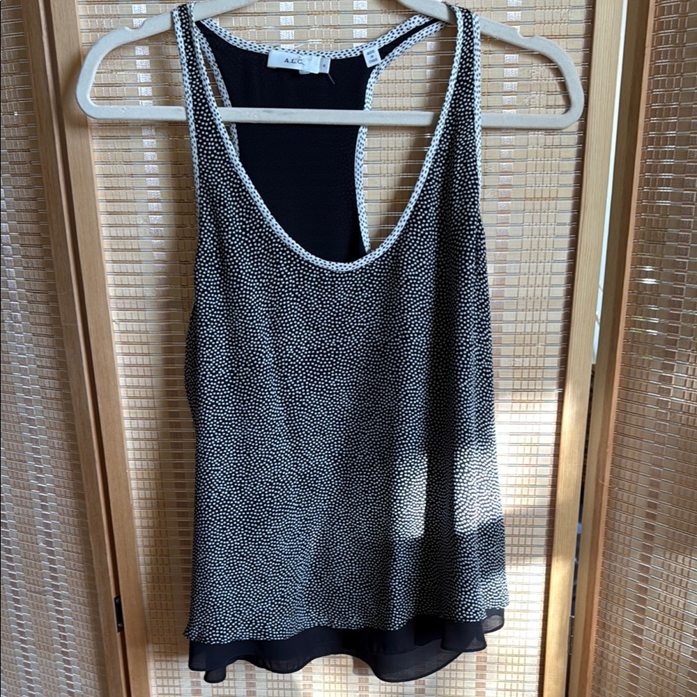 ALC Gray and White Asymmetrical Backless Tank Top